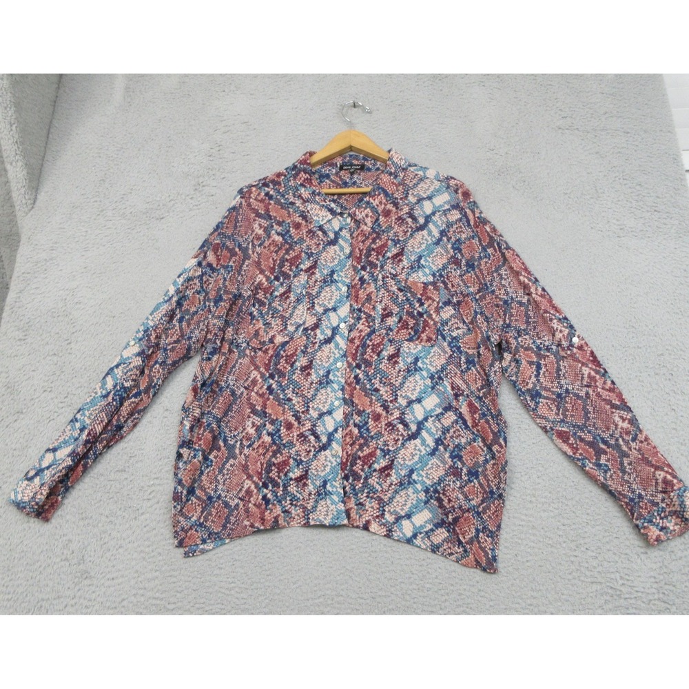 Dear John Shirt Womens Medium Multicolor‎ Snake Print Button Front Top Blouse